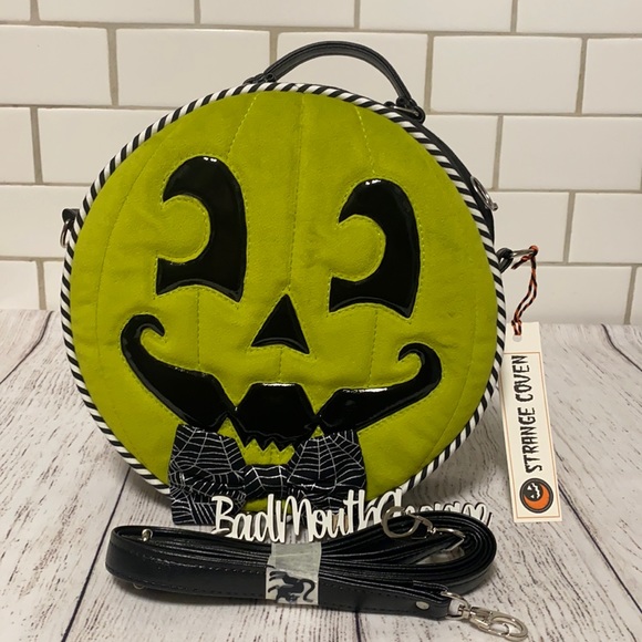 The Kitschy Ghoul Handbags - *The Kitschy Ghoul Strange Coven Retro Green Curly Pumpkin Halloween Purse